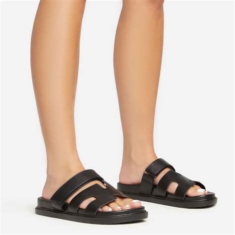ego flat leather slider sandals